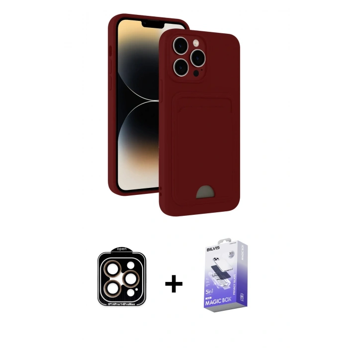 MARSİLYAN™- iPhone 15 Pro Max Kılıf Vadi Çizgi Prime - Siyah Bilvis 5in1 5D Magic Hayalet Cam Ekran Koruyucu + PVD Metal Kamera Lens - TU