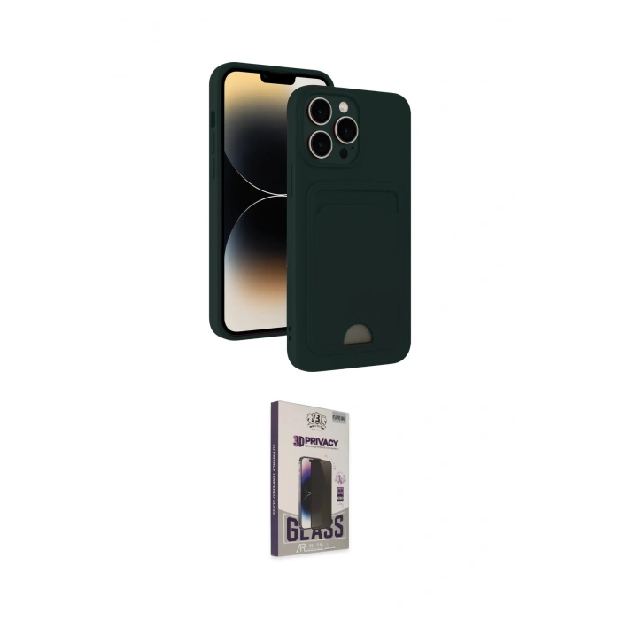 MARSİLYAN™- iPhone 15 Pro Max Kılıf Vadi Çizgi Prime - Siyah Bilvis Hayalet Cam Ekran Koruyucu