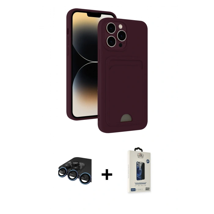MARSİLYAN™- iPhone 15 Pro Max Kılıf Vadi Çizgi Prime - Siyah Bilvis Hayalet Cam Ekran Koruyucu + Raze Metal Kamera Lens - LT