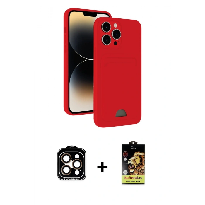 MARSİLYAN™- iPhone 15 Pro Max Kılıf Vadi Çizgi Prime - Siyah Buffer Cam Ekran Koruyucu + PVD Metal Kamera Lens - TU