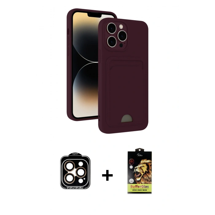 MARSİLYAN™- iPhone 15 Pro Max Kılıf Vadi Çizgi Prime - Siyah Buffer Cam Ekran Koruyucu + PVD Metal Kamera Lens - TU