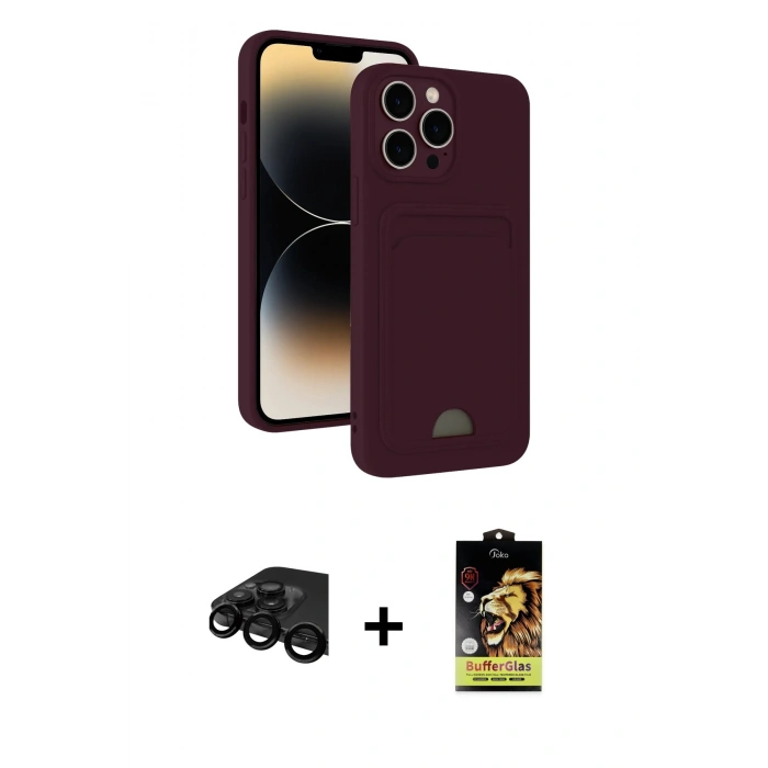 MARSİLYAN™- iPhone 15 Pro Max Kılıf Vadi Çizgi Prime - Siyah Buffer Cam Ekran Koruyucu + Raze Metal Kamera Lens - SH