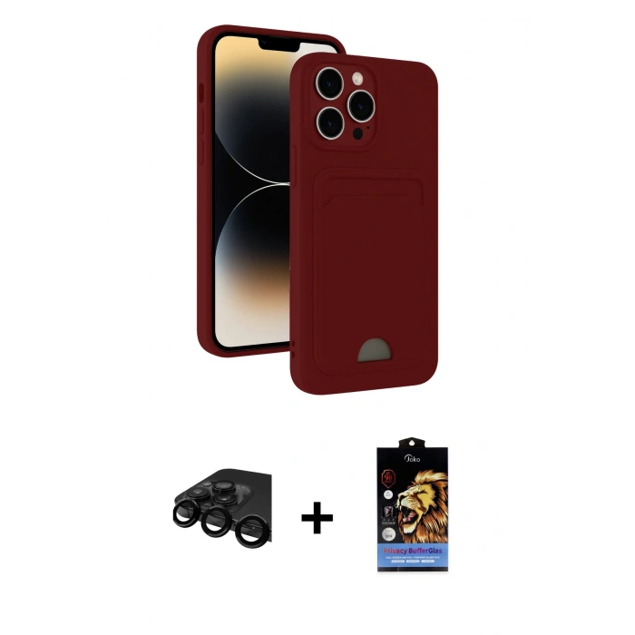 MARSİLYAN™- iPhone 15 Pro Max Kılıf Vadi Çizgi Prime - Siyah Buffer Hayalet Cam Ekran Koruyucu + Raze Metal Kamera Lens - SH