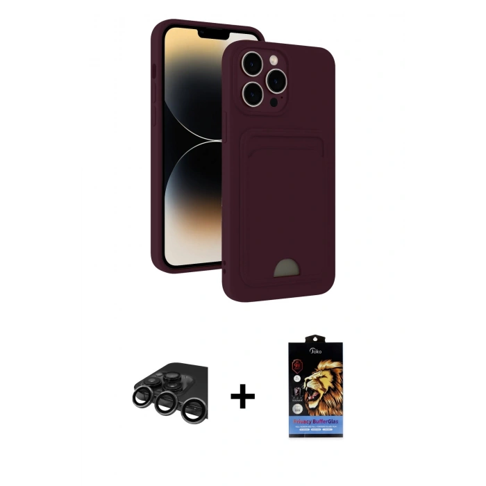 MARSİLYAN™- iPhone 15 Pro Max Kılıf Vadi Çizgi Prime - Siyah Buffer Hayalet Cam Ekran Koruyucu + Raze Metal Kamera Lens - TMGI