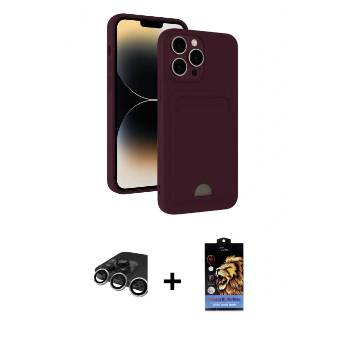 MARSİLYAN™- iPhone 15 Pro Max Kılıf Vadi Çizgi Prime - Siyah Buffer Hayalet Cam Ekran Koruyucu + Raze Metal Kamera Lens - GS
