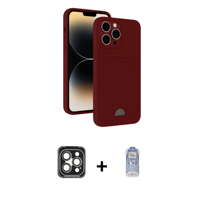 MARSİLYAN™- iPhone 15 Pro Max Kılıf Vadi Çizgi Prime - Siyah Joko Magic 5D Cam + PVD Metal Kamera Lens - GI