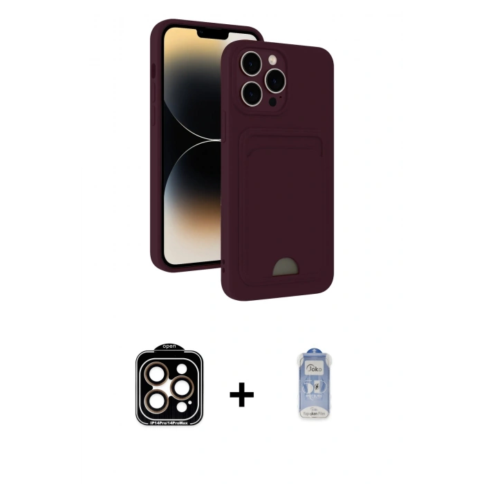 MARSİLYAN™- iPhone 15 Pro Max Kılıf Vadi Çizgi Prime - Siyah Joko Magic 5D Cam + PVD Metal Kamera Lens - TU