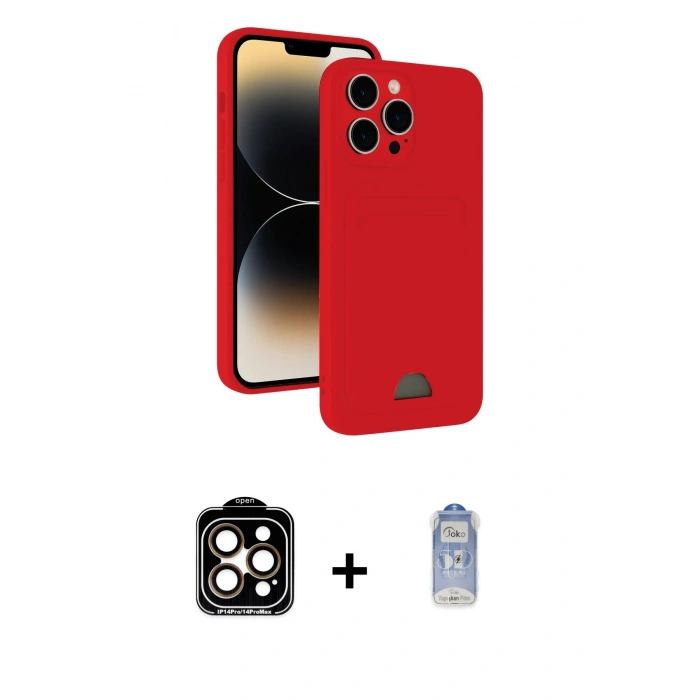 MARSİLYAN™- iPhone 15 Pro Max Kılıf Vadi Çizgi Prime - Siyah Joko Magic 5D Cam + PVD Metal Kamera Lens - TU