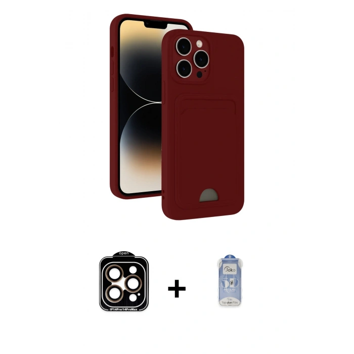 MARSİLYAN™- iPhone 15 Pro Max Kılıf Vadi Çizgi Prime - Siyah Joko Magic 5D Cam + PVD Metal Kamera Lens - TU