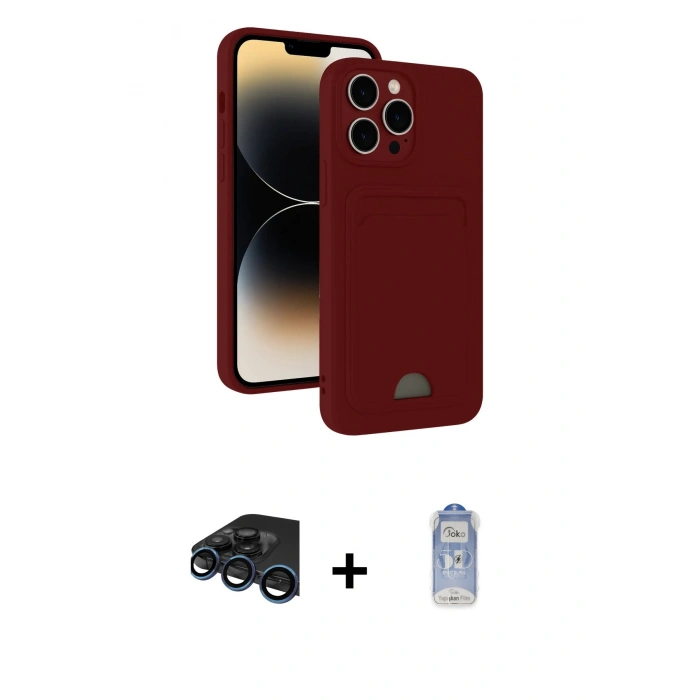 MARSİLYAN™- iPhone 15 Pro Max Kılıf Vadi Çizgi Prime - Siyah Joko Magic 5D Cam + Raze Metal Kamera Lens - LT