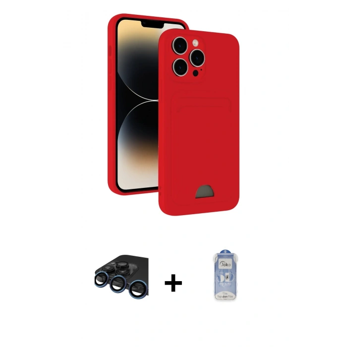 MARSİLYAN™- iPhone 15 Pro Max Kılıf Vadi Çizgi Prime - Siyah Joko Magic 5D Cam + Raze Metal Kamera Lens - LT