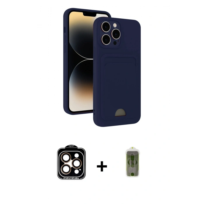 MARSİLYAN™- iPhone 15 Pro Max Kılıf Vadi Çizgi Prime - Siyah Joko Magic 5D Hayalet Cam + PVD Metal Kamera Lens - TU