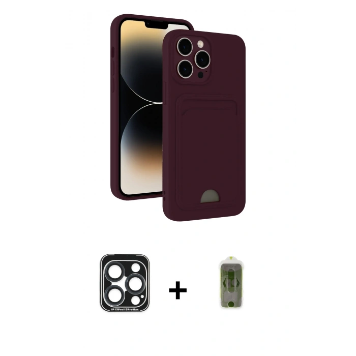 MARSİLYAN™- iPhone 15 Pro Max Kılıf Vadi Çizgi Prime - Siyah Joko Magic 5D Hayalet Cam + PVD Metal Kamera Lens - LT