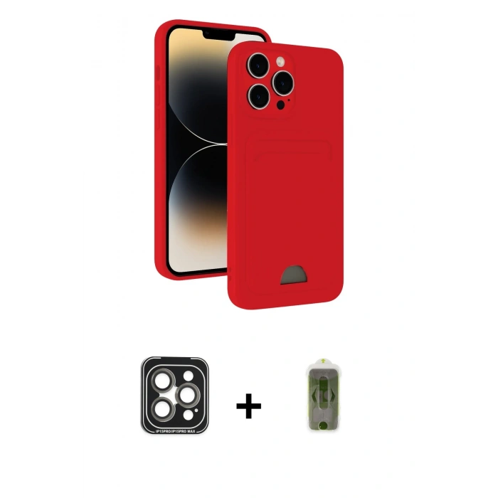 MARSİLYAN™- iPhone 15 Pro Max Kılıf Vadi Çizgi Prime - Siyah Joko Magic 5D Hayalet Cam + PVD Metal Kamera Lens - GI
