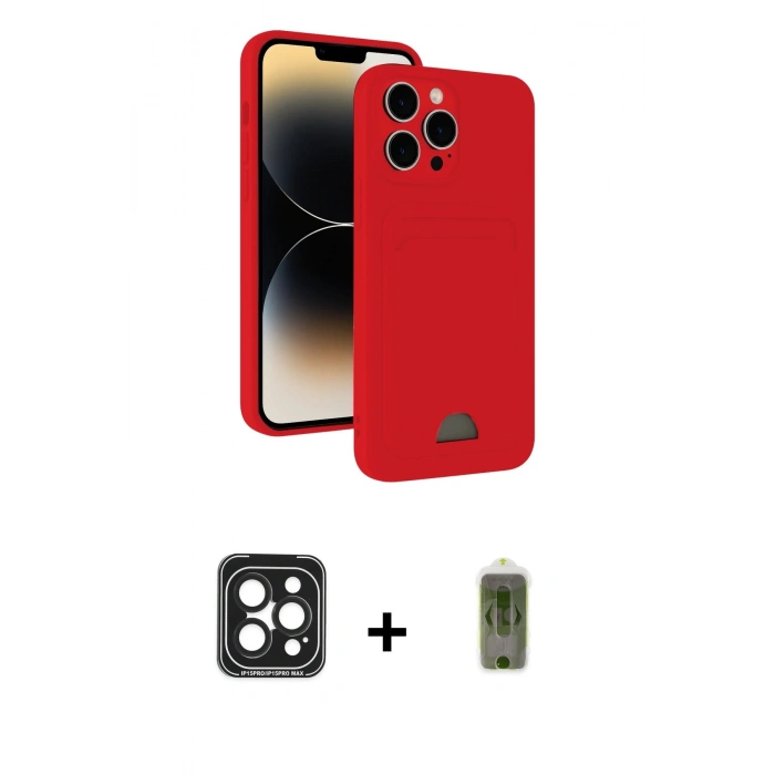 MARSİLYAN™- iPhone 15 Pro Max Kılıf Vadi Çizgi Prime - Siyah Joko Magic 5D Hayalet Cam + PVD Metal Kamera Lens - SH