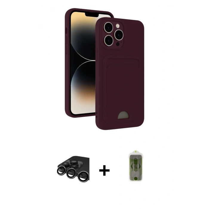 MARSİLYAN™- iPhone 15 Pro Max Kılıf Vadi Çizgi Prime - Siyah Joko Magic 5D Hayalet Cam + Raze Metal Kamera Lens - TMGI