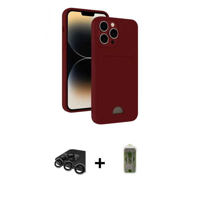 MARSİLYAN™- iPhone 15 Pro Max Kılıf Vadi Çizgi Prime - Siyah Joko Magic 5D Hayalet Cam + Raze Metal Kamera Lens - TMGI