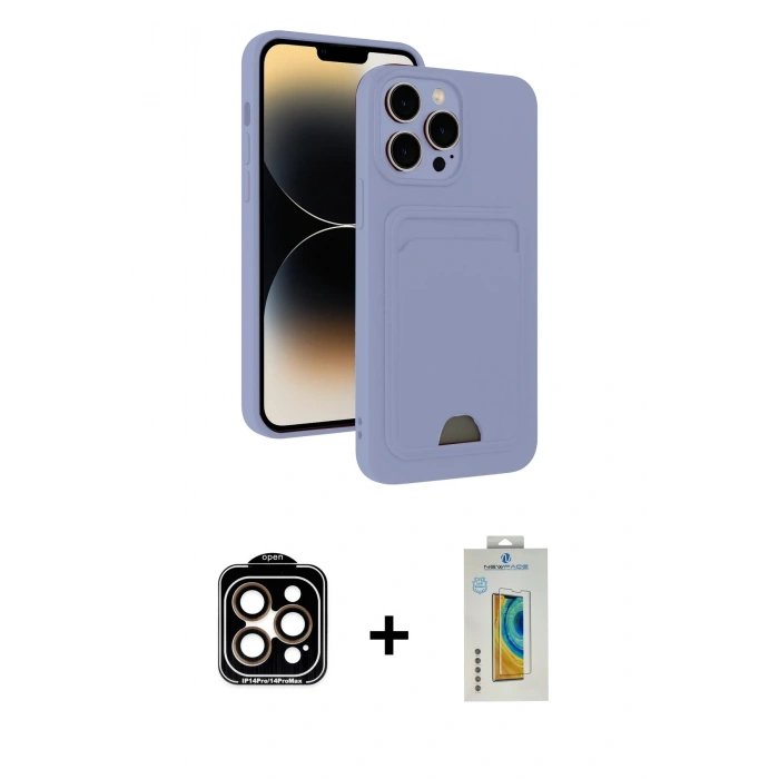 MARSİLYAN™- iPhone 15 Pro Max Kılıf Vadi Çizgi Prime - Siyah Polymer Nano Ekran Koruyucu + PVD Metal Kamera Lens - TU