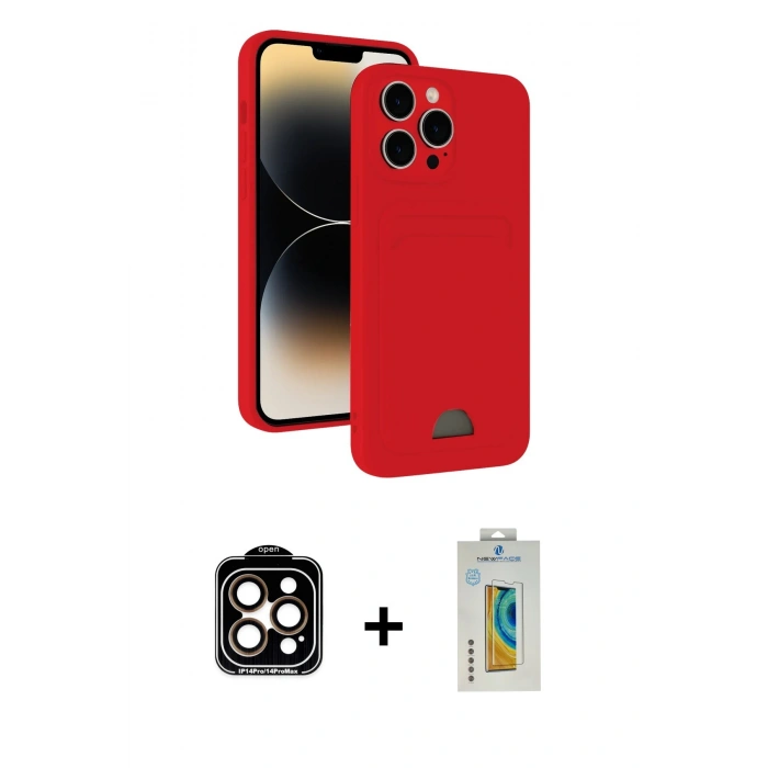 MARSİLYAN™- iPhone 15 Pro Max Kılıf Vadi Çizgi Prime - Siyah Polymer Nano Ekran Koruyucu + PVD Metal Kamera Lens - TU