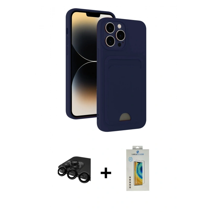 MARSİLYAN™- iPhone 15 Pro Max Kılıf Vadi Çizgi Prime - Siyah Polymer Nano Ekran Koruyucu + Raze Metal Kamera Lens - SH