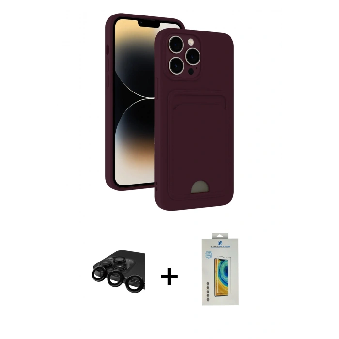 MARSİLYAN™- iPhone 15 Pro Max Kılıf Vadi Çizgi Prime - Siyah Polymer Nano Ekran Koruyucu + Raze Metal Kamera Lens - SH