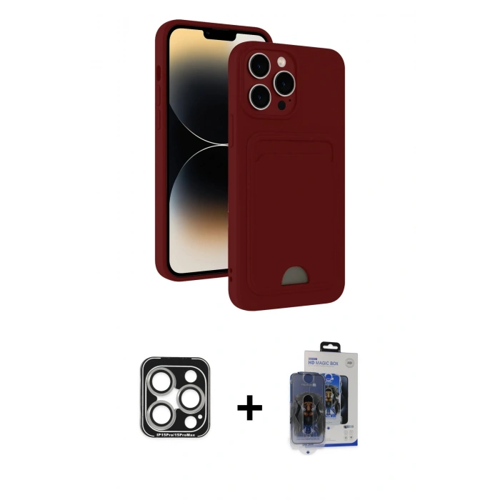 MARSİLYAN™- iPhone 15 Pro Max Kılıf Vadi Çizgi Prime - Siyah Vanessa Magic Cam + PVD Metal Kamera Lens - GS