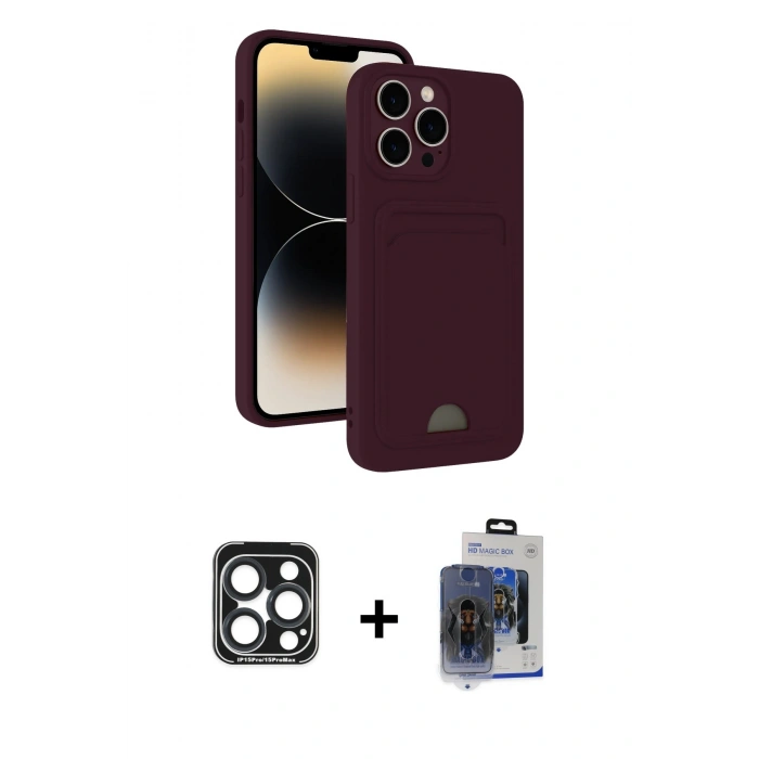 MARSİLYAN™- iPhone 15 Pro Max Kılıf Vadi Çizgi Prime - Siyah Vanessa Magic Cam + PVD Metal Kamera Lens - LT