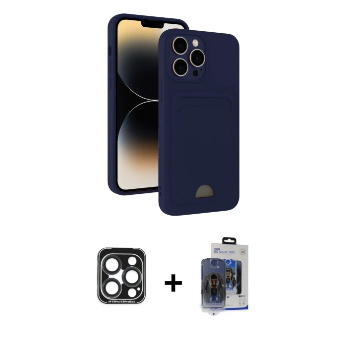 MARSİLYAN™- iPhone 15 Pro Max Kılıf Vadi Çizgi Prime - Siyah Vanessa Magic Cam + PVD Metal Kamera Lens - LT