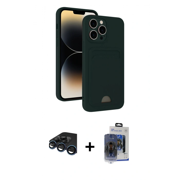 MARSİLYAN™- iPhone 15 Pro Max Kılıf Vadi Çizgi Prime - Siyah Vanessa Magic Cam + Raze Metal Kamera Lens - LT
