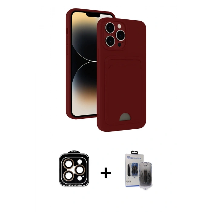 MARSİLYAN™- iPhone 15 Pro Max Kılıf Vadi Çizgi Prime - Siyah Vanessa Magic Hayalet Cam + PVD Metal Kamera Lens - TU