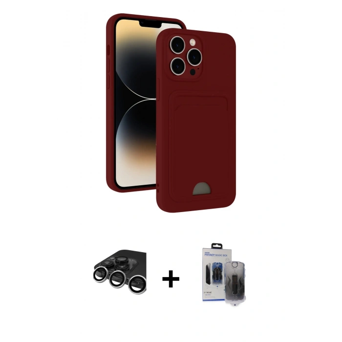 MARSİLYAN™- iPhone 15 Pro Max Kılıf Vadi Çizgi Prime - Siyah Vanessa Magic Hayalet Cam + Raze Metal Kamera Lens - GS