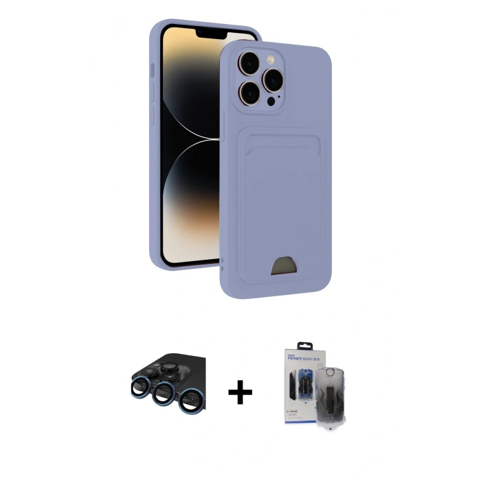 MARSİLYAN™- iPhone 15 Pro Max Kılıf Vadi Çizgi Prime - Siyah Vanessa Magic Hayalet Cam + Raze Metal Kamera Lens - LT