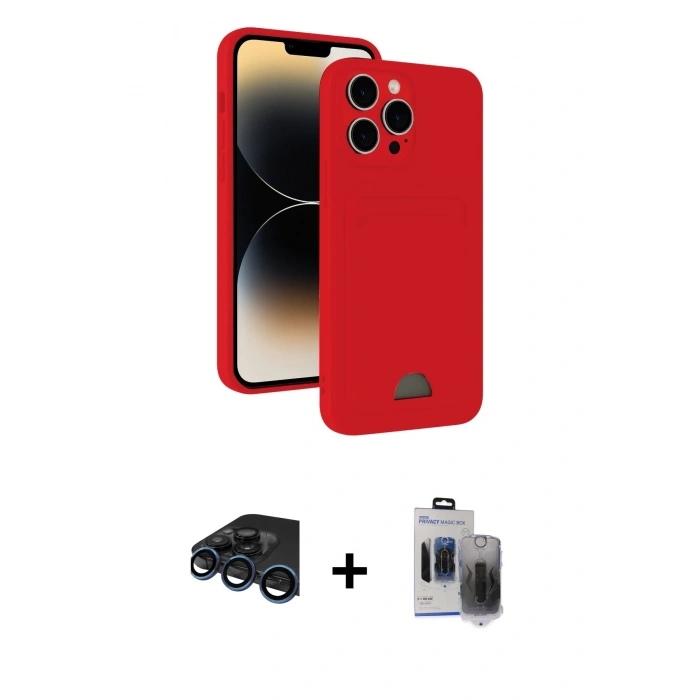 MARSİLYAN™- iPhone 15 Pro Max Kılıf Vadi Çizgi Prime - Siyah Vanessa Magic Hayalet Cam + Raze Metal Kamera Lens - LT