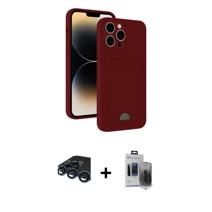 MARSİLYAN™- iPhone 15 Pro Max Kılıf Vadi Çizgi Prime - Siyah Vanessa Magic Hayalet Cam + Raze Metal Kamera Lens - LT