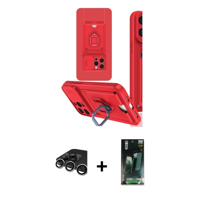 MARSİLYAN™- iPhone 15 Pro Max Kılıf Vadi Form Prime - Şeffaf 360 Full Body Arka Koruyucu + Raze Metal Kamera Lens - GS