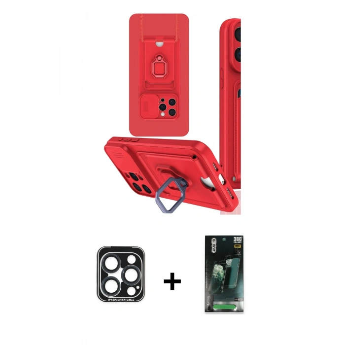 MARSİLYAN™- iPhone 15 Pro Max Kılıf Vadi Form Prime - Şeffaf 360 Full Body Arka Koruyucu + PVD Metal Kamera Lens - LT