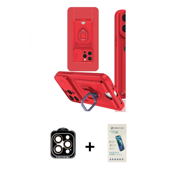 MARSİLYAN™- iPhone 15 Pro Max Kılıf Vadi Form Prime - Şeffaf Pasifik Cam Ekran Koruyucu + PVD Metal Kamera Lens - TU