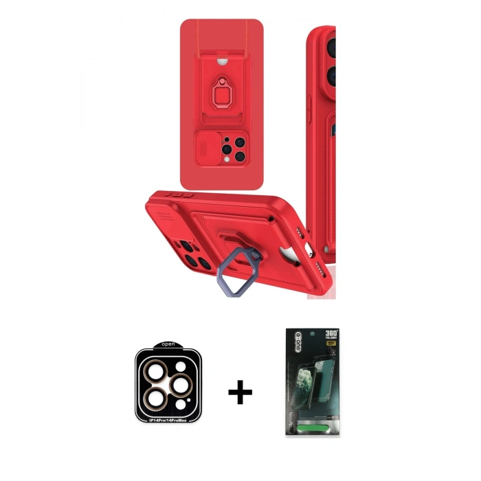 MARSİLYAN™- iPhone 15 Pro Max Kılıf Vadi Form Prime - Siyah 360 Mat Full Body Arka Koruyucu + PVD Metal Kamera Lens - TU