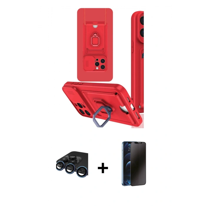 MARSİLYAN™- iPhone 15 Pro Max Kılıf Vadi Form Prime - Siyah 3D Antistatik Hayalet Cam Ekran Koruyucu + Lacivert Raze Metal Kamera Lens