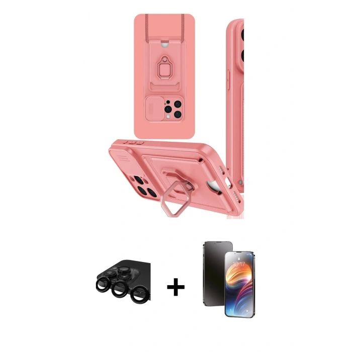MARSİLYAN™- iPhone 15 Pro Max Kılıf Vadi Form Prime - Siyah 3D Antistatik Mat Seramik Nano Ekran Koruyucu + Raze Metal Kamera Lens - SH