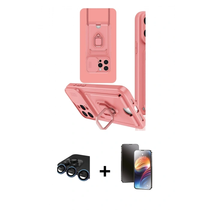 MARSİLYAN™- iPhone 15 Pro Max Kılıf Vadi Form Prime - Siyah 3D Antistatik Mat Seramik Nano Ekran Koruyucu + Raze Metal Kamera Lens - LT