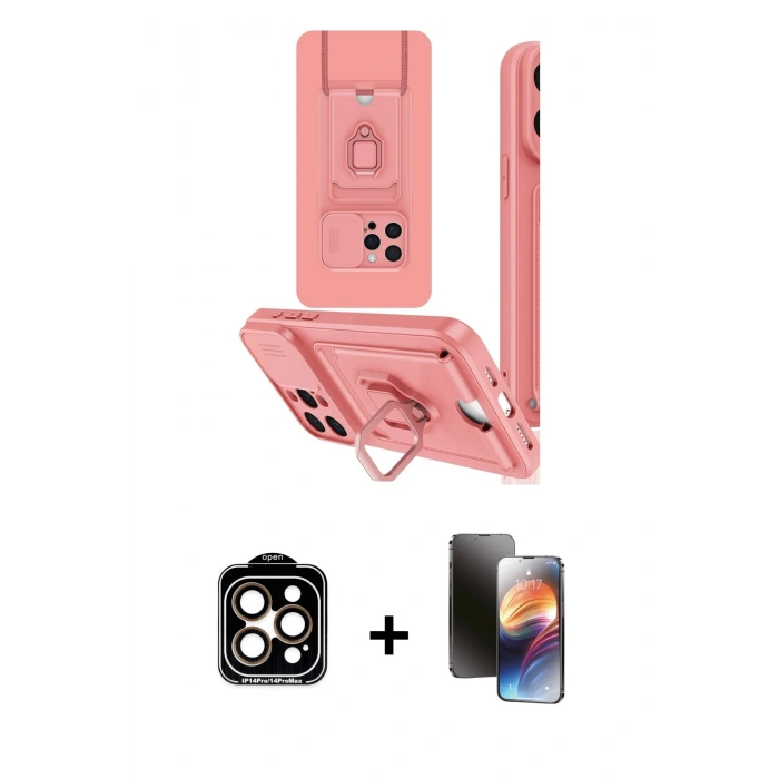 MARSİLYAN™- iPhone 15 Pro Max Kılıf Vadi Form Prime - Siyah 3D Antistatik Mat Seramik Nano Ekran Koruyucu + PVD Metal Kamera Lens - TU