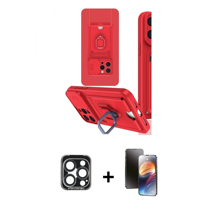 MARSİLYAN™- iPhone 15 Pro Max Kılıf Vadi Form Prime - Siyah 3D Antistatik Mat Seramik Nano Ekran Koruyucu + PVD Metal Kamera Lens - LT