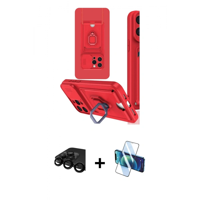 MARSİLYAN™- iPhone 15 Pro Max Kılıf Vadi Form Prime - Siyah 3D Antistatik Seramik Nano Ekran Koruyucu + Raze Metal Kamera Lens - SH