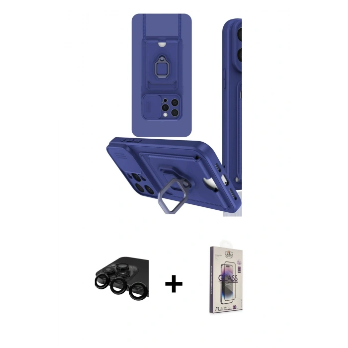 MARSİLYAN™- iPhone 15 Pro Max Kılıf Vadi Form Prime - Siyah Bilvis 3D Cam Ekran Koruyucu + Raze Metal Kamera Lens - SH