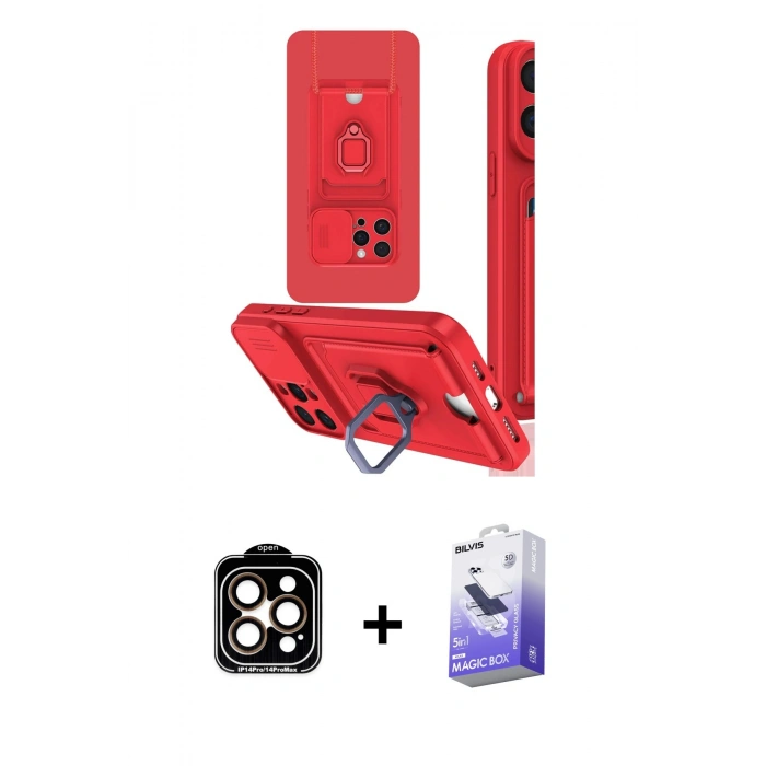MARSİLYAN™- iPhone 15 Pro Max Kılıf Vadi Form Prime - Siyah Bilvis 5in1 5D Magic Hayalet Cam Ekran Koruyucu + PVD Metal Kamera Lens - TU