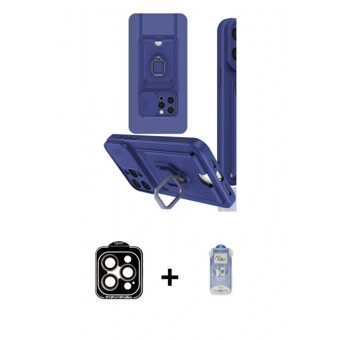 MARSİLYAN™- iPhone 15 Pro Max Kılıf Vadi Form Prime - Siyah Joko Magic 5D Cam + PVD Metal Kamera Lens - TU