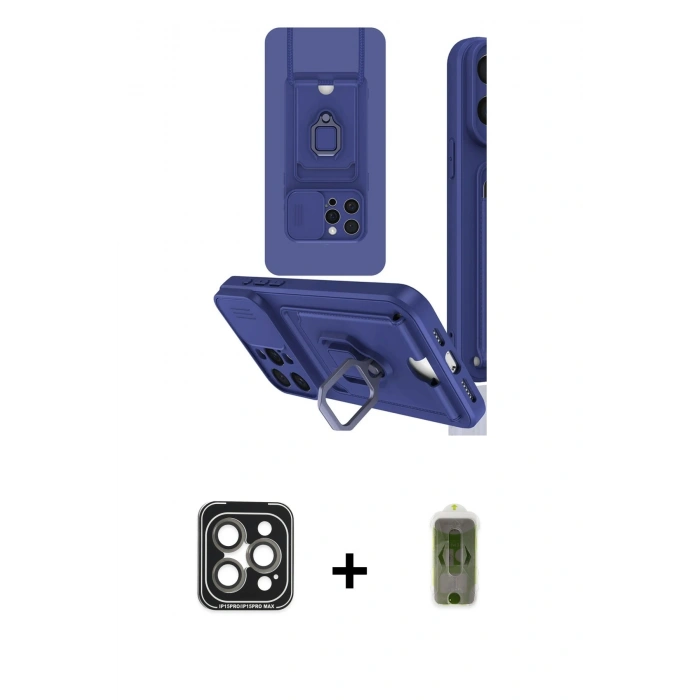 MARSİLYAN™- iPhone 15 Pro Max Kılıf Vadi Form Prime - Siyah Joko Magic 5D Hayalet Cam + PVD Metal Kamera Lens - GI