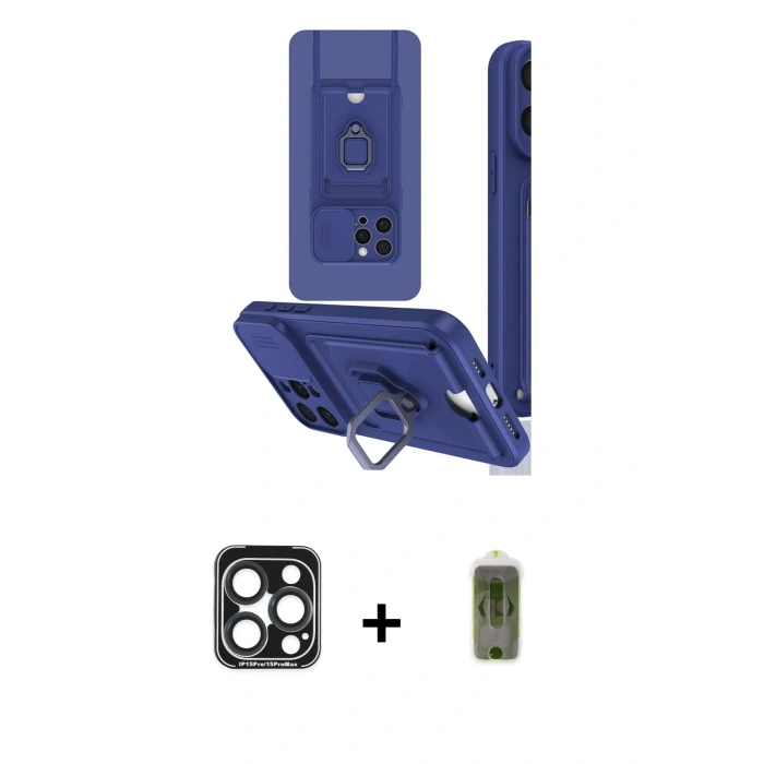 MARSİLYAN™- iPhone 15 Pro Max Kılıf Vadi Form Prime - Siyah Joko Magic 5D Hayalet Cam + PVD Metal Kamera Lens - LT