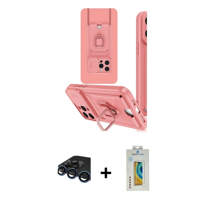 MARSİLYAN™- iPhone 15 Pro Max Kılıf Vadi Form Prime - Siyah Polymer Nano Ekran Koruyucu + Raze Metal Kamera Lens - LT